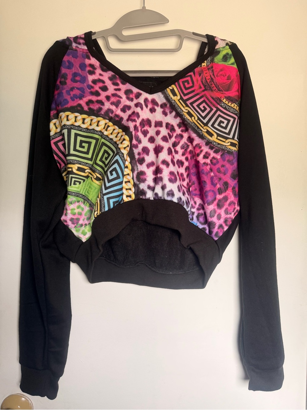 & Other Stories Black Pullover with Pink, Purple, Green and Yellow Print